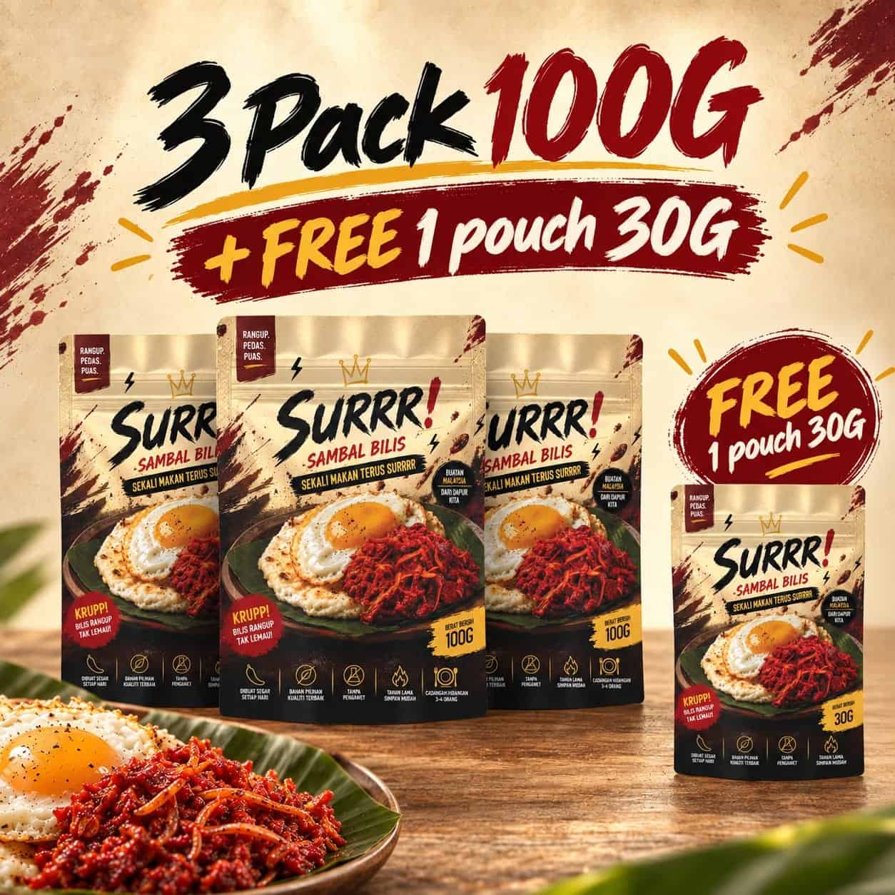 3 PAKET 100G + FREE 1 PAKET 30G
