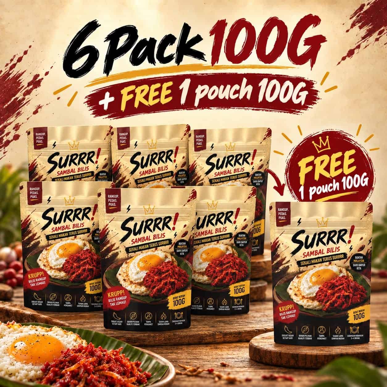 6 PAKET 100G + FREE 1 PAKET 100G